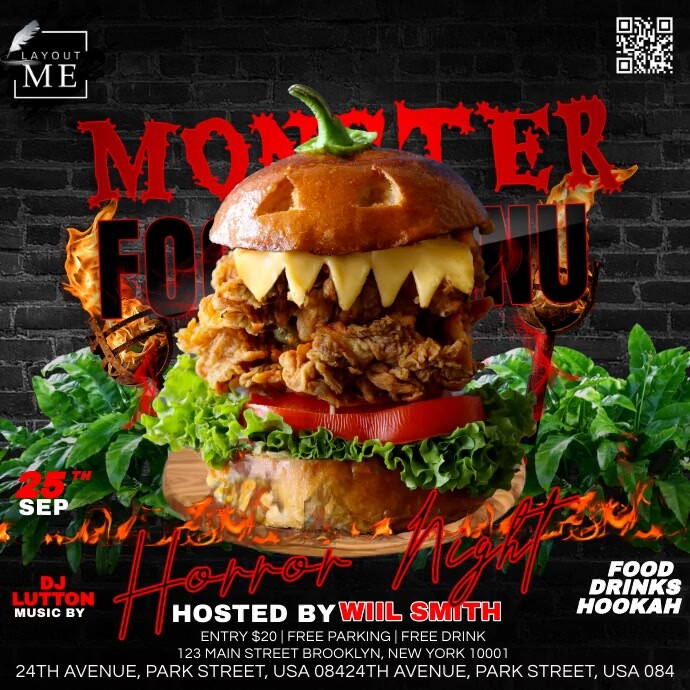 Monster Burger Menu Template | PosterMyWall