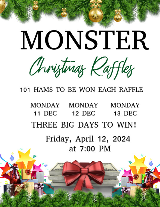 Monster Christmas Raffle Flyer Template | PosterMyWall