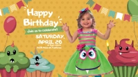 Monster Cupcake Birthday Facebook Cover Video (16:9) template