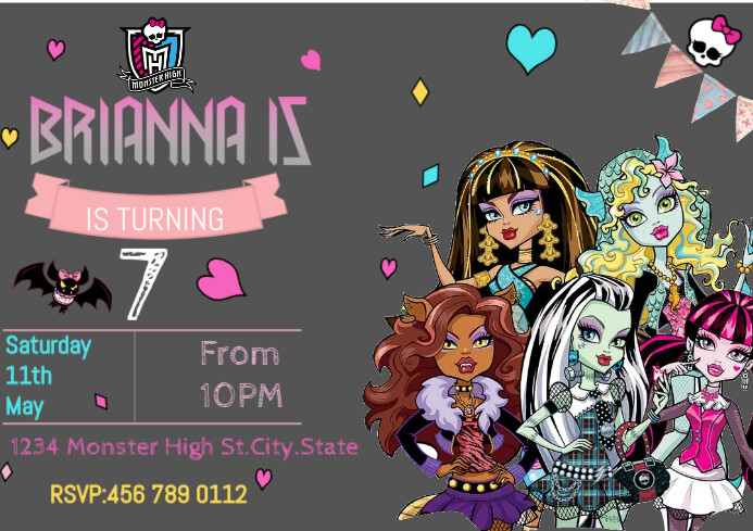 Monster High | Birthday Invitation A4 template