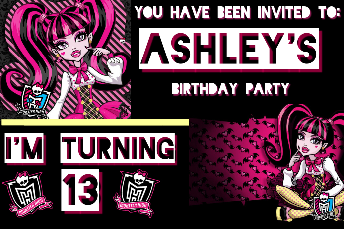Free Printable Monster High Birthday Invitations Printable