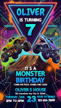 Monster Truck Birthday Party Instagram Story Instagram-verhaal template