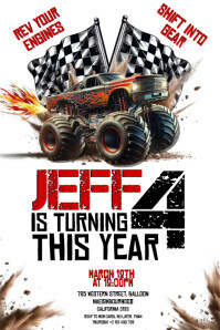 monster truck birthday party invitation Poster template