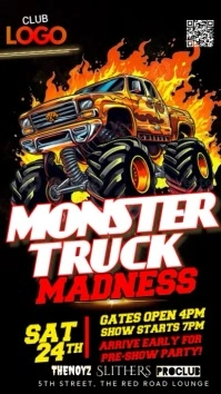 Monster Truck Fire Night Instagram Story template