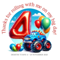 Monster Truck Thank You Birthday Template Logo