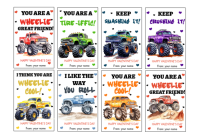 Monster Truck Valentine Cards A4 template