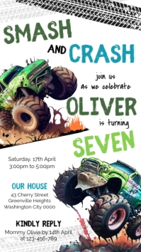 Monster Trucks Birthday Invitation Instagram Story template