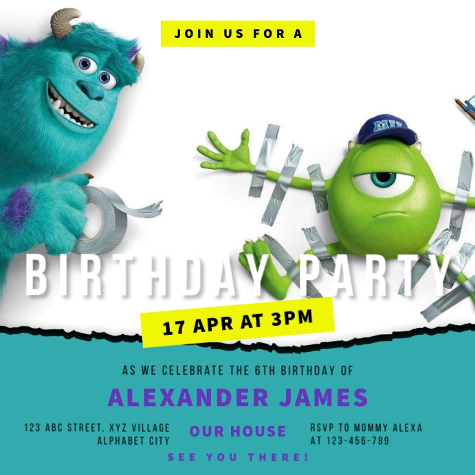 Copy of Monsters Inc Birthday Invitation | PosterMyWall
