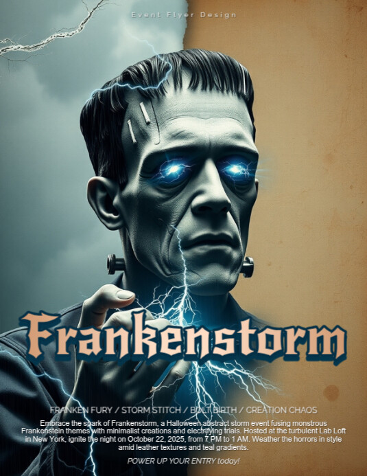 Copy of Monstrous Frankenstein Halloween Abstract Storm Flyer Design ...