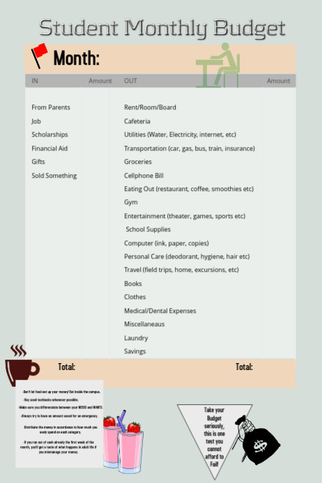 Monthly, Budget, Students, Manage money, college | PosterMyWall