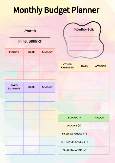 Monthly Budget Planner Template PosterMyWall