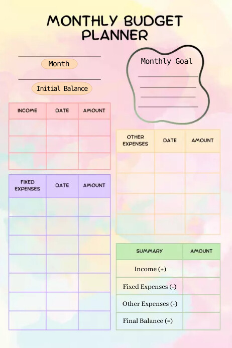 Monthly Budget Planner Poster Template | PosterMyWall