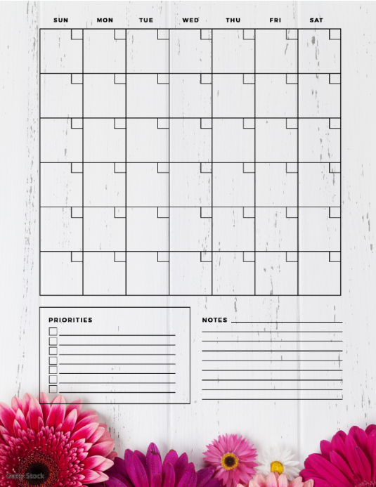 monthly calendar planner Template | PosterMyWall