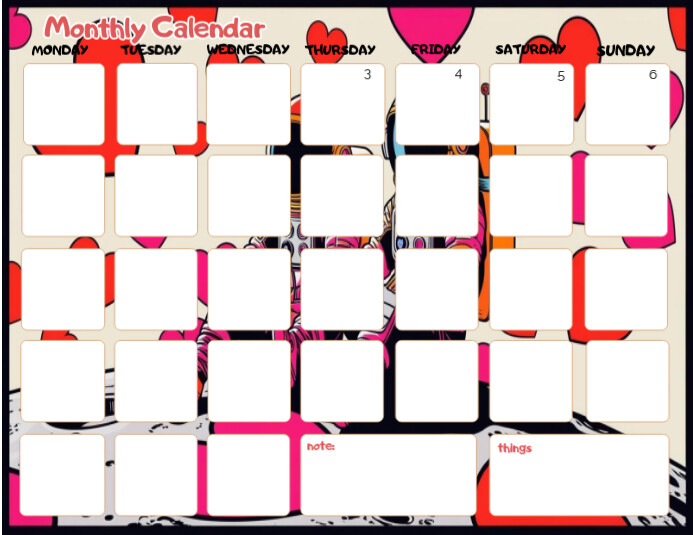 monthly calendar to print 传单(美国信函) template