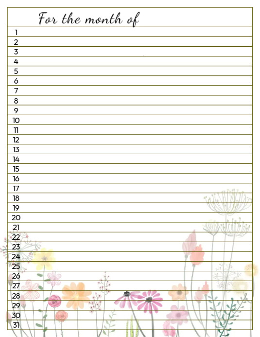 Daily Notes Lettering Monthly daily notes journal or diary for any Template | PosterMyWall
