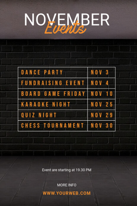 Event Calendar Poster Monthly events calendar Template | PosterMyWall