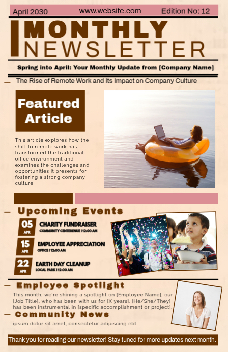 Copy of Monthly newsletter template | PosterMyWall