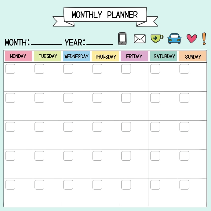 Monthly Planner Template PosterMyWall