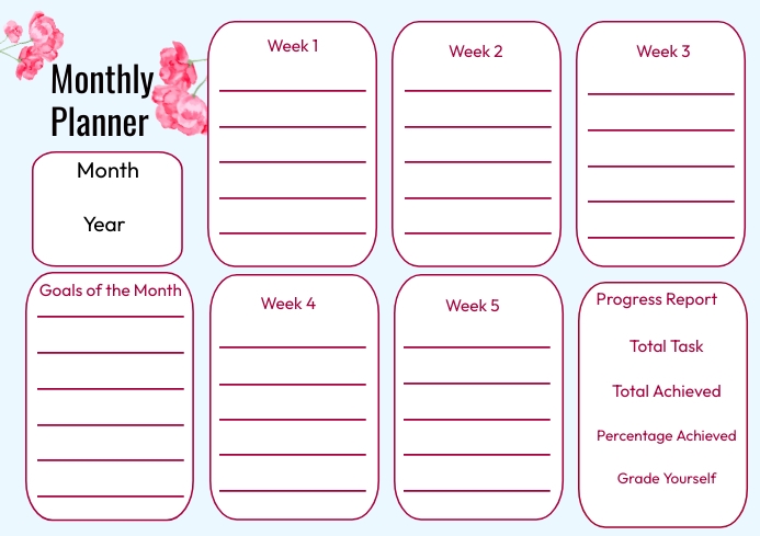 Monthly Planner Free Template Editable PosterMyWall