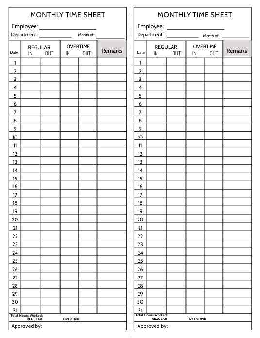 Monthly TIme Sheet Template PosterMyWall