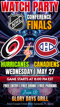 Montreal Canadiens Vs Carolina Hurricanes NHL Conference Finals 2026 Watch Party Instagram Story template
