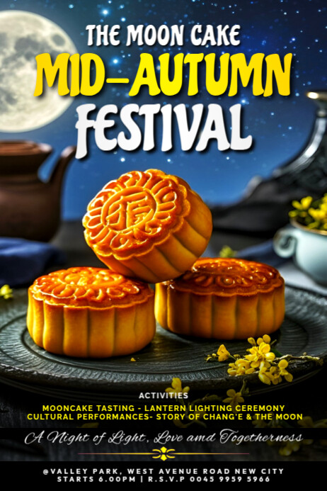 Copy of Moon cake mid autumn festival day celebration Chinese holiday ...