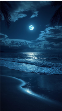 Moonlit Beach Ocean Night Scene Instagram Story template