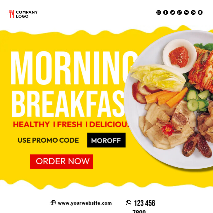 Morning Breakfast Publicação no Instagram template