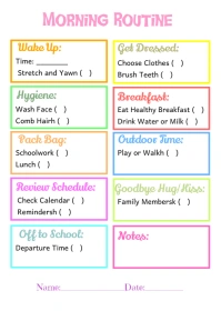 Morning Routine for Kids, A6 template
