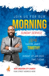 MORNING WORSHIP SERVICE POSTER Wide Setengah Halaman template