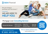Mortgage consulting services white and blue c Postal template