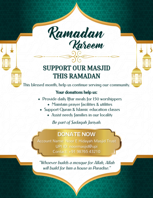 Mosque Donation Appeal Poster Design Template | PosterMyWall