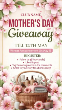 mother's day giveaway, spring, giveaway Historia de Instagram template