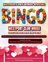 Mother's Day Bingo Party Flyer Volante (Carta US) template