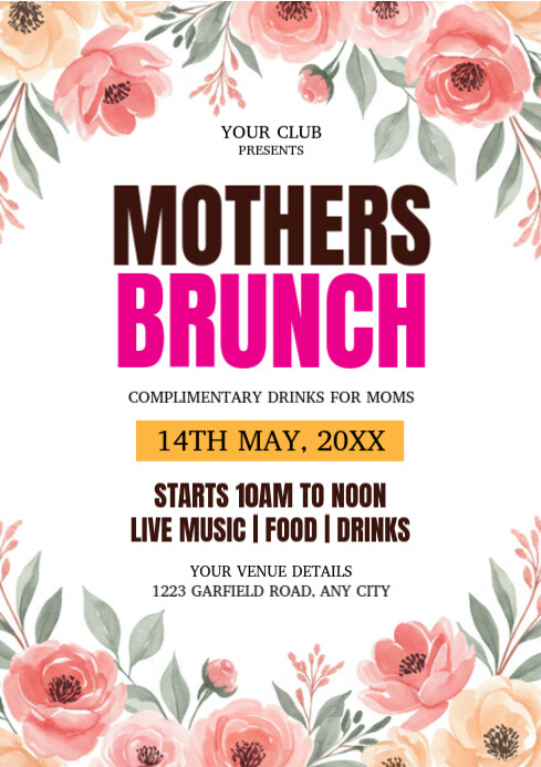 Mother's Day brunch flyer A4 template