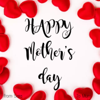 白色 Mother's day card with hearts Instagram Post Template