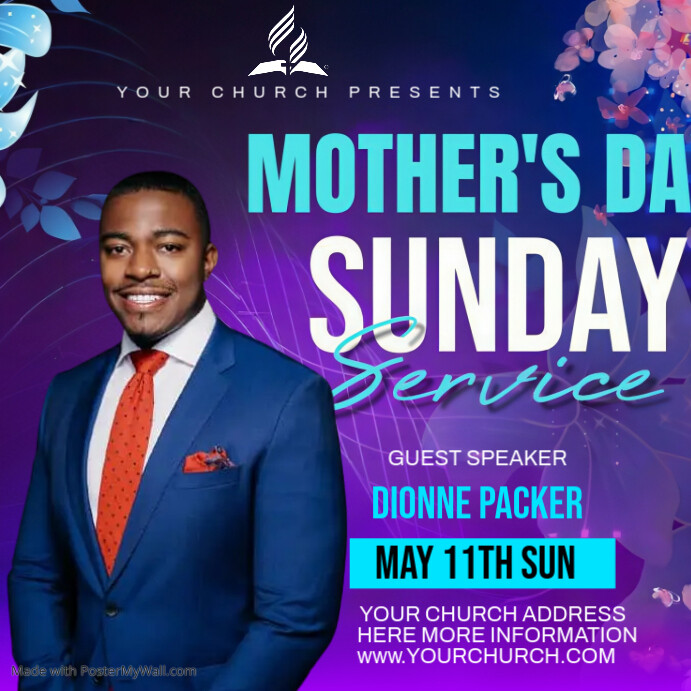 Mother's Day church Sunday service Template | PosterMyWall