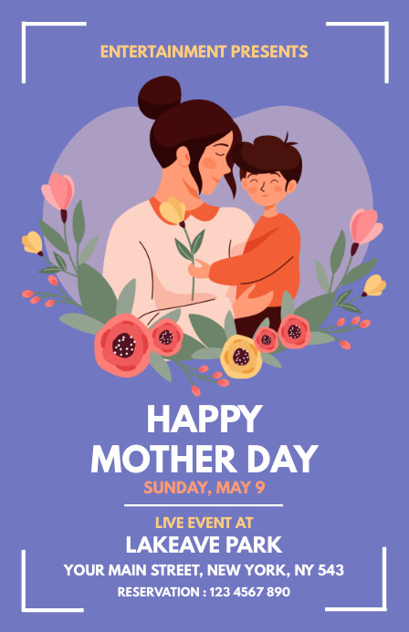 MOTHER'S DAY Kalahating pahina na Wide template