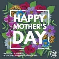 Mother's Day Flower Animation Video Post Square (1:1) template