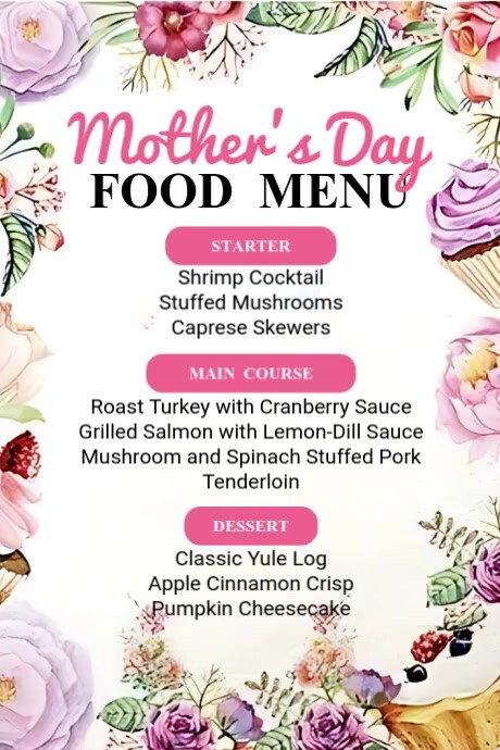 Mother's Day Food Meny Plakkaat template