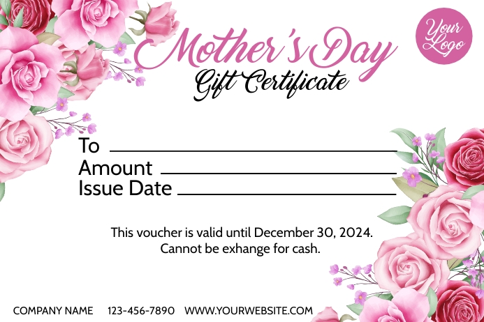 Mother's Day Gift Certificate 标签 template