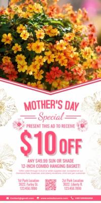 Mother's Day Hanging Basket Banner Template Bannière rétractable 3 pouces x 6 pouces