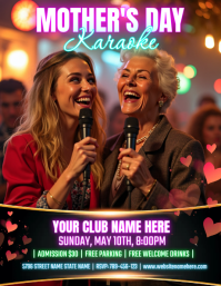 Mother's Day Karaoke Party Invitation Ulotka (US Letter) template