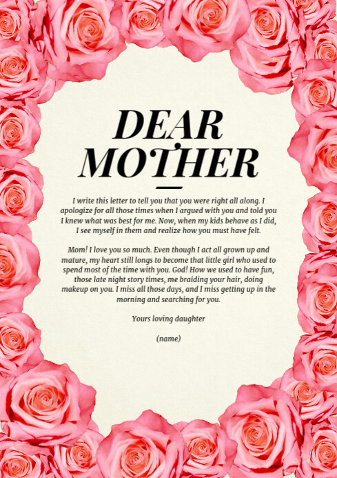 Mother's Day Letter Template A4