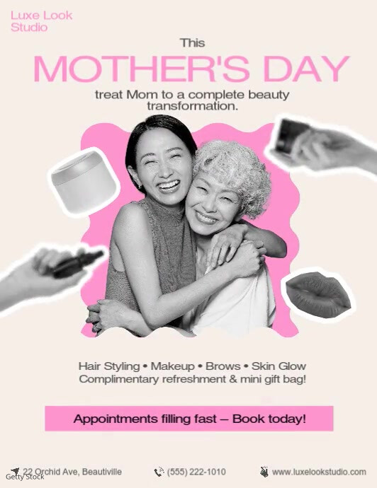 Mother's Day Makeover Offer post Minimal Folheto (US Letter) template