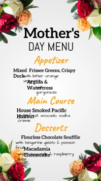 mother's day menu, mother's day, menu Ecrã digital (9:16) template