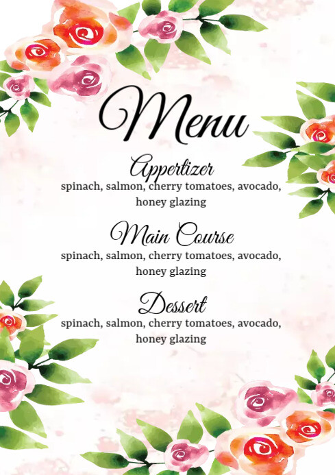 mother's day menu A4 template