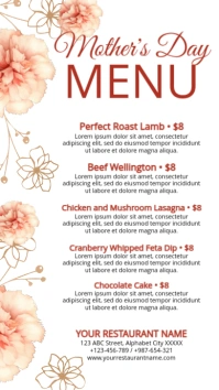 Mother's Day Menu 数字显示屏 (9:16) template
