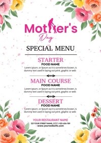 Biały Mother's Day Special Menu A4 Template