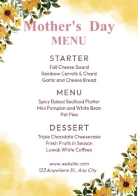 Mother's Day Menu A4 template